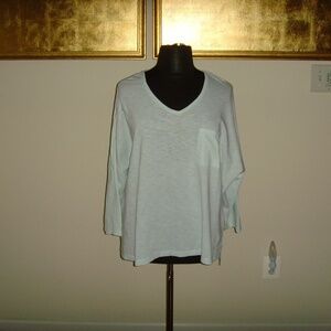Lord & Taylor Woman 100% Cotton Long Sleeve Tee 3X Mint Green